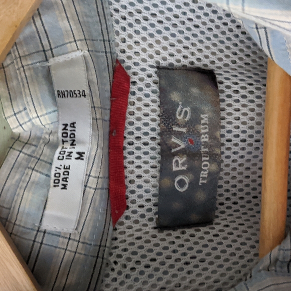 ORVIS I Trout Bum Long Sleeve Plaid Western Style Vented Shirt, M - Picture 6 of 15